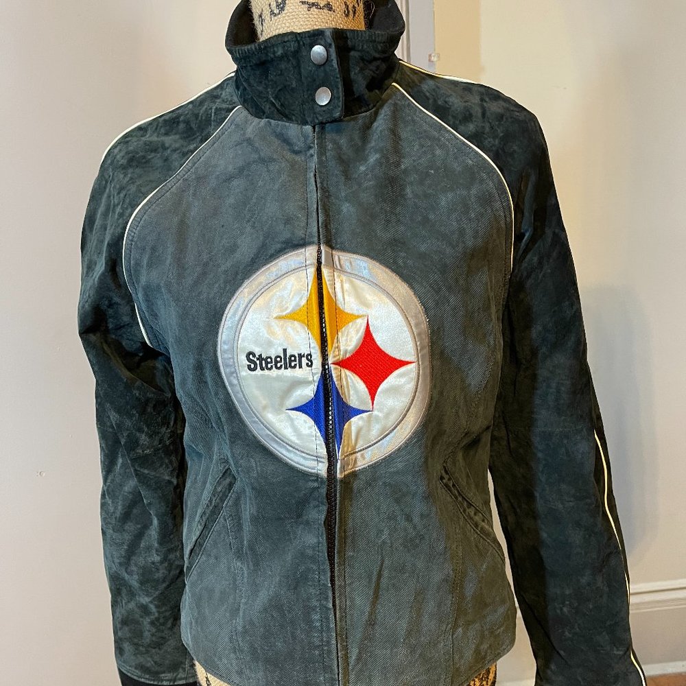 NFL Pittsburg Steelers Leather Varsity Bomber Jacket